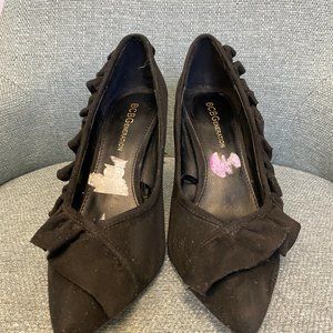 BCBGeneration Black Suede Ruffled Heel